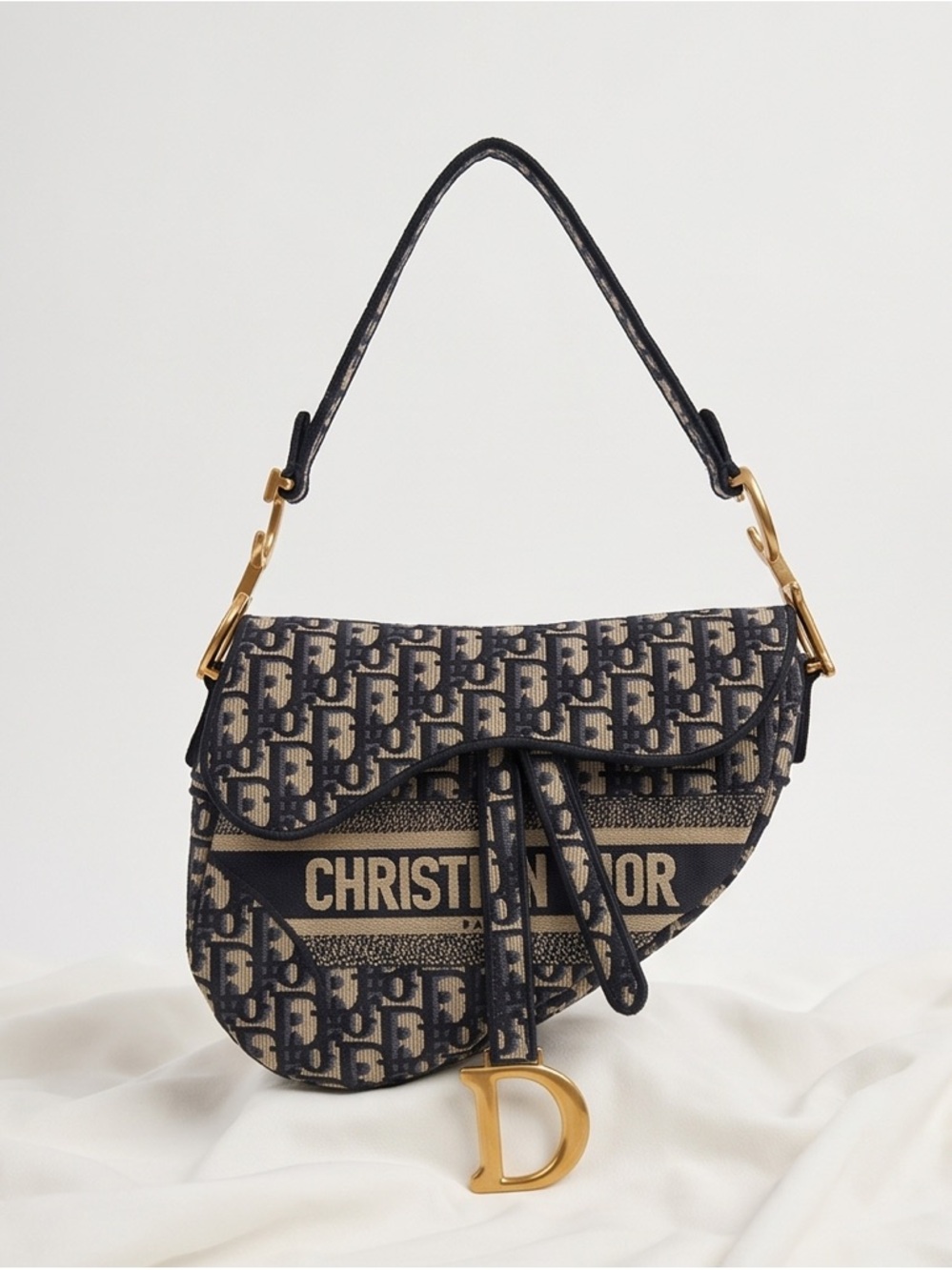 AUTHENTIC Christian Dior Oblique Saddle Bag – Blue Jacquard - Picture 4 of 16
